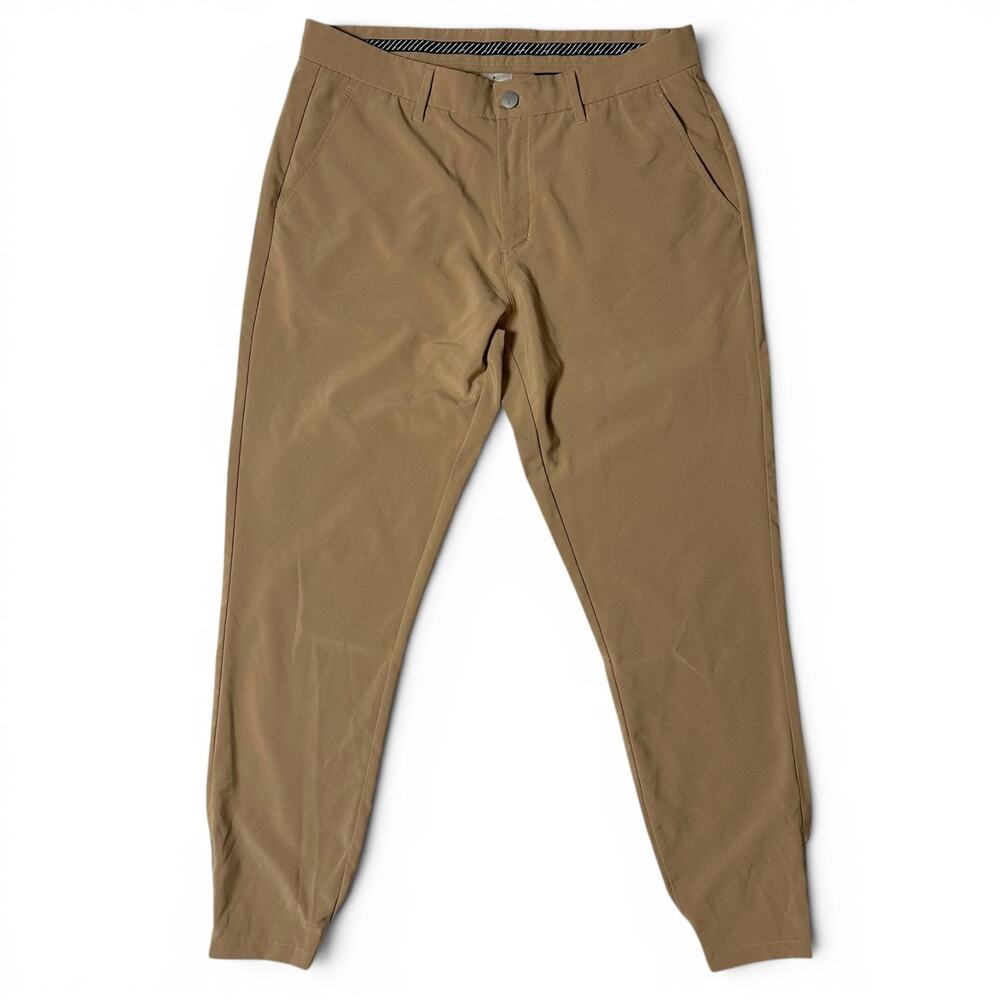 Primo Golf Jogger Pants Mens Actual Size 33x30 Brown Tan Zip Ankle Tapered